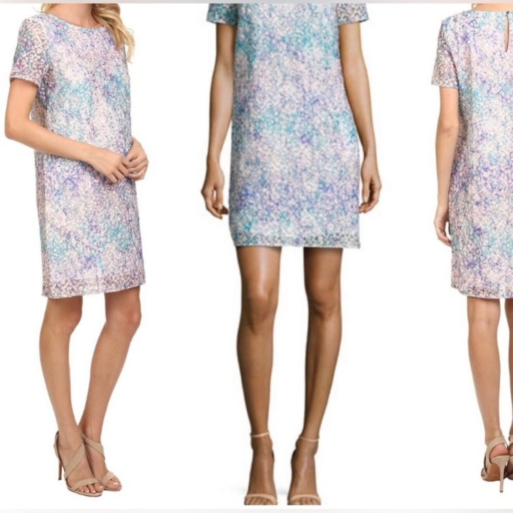 Catherine Malandrino Pastel Embroidered Shift Dress w/ Pockets
